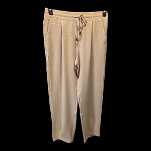 Women's Cream Wide Leg Drawstring Pants‎